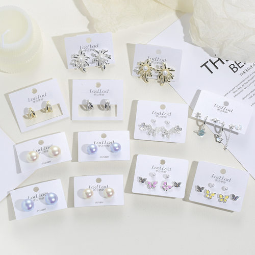 原创设计多件套几何耳钉女温柔日常通勤百搭环保电镀义乌配饰