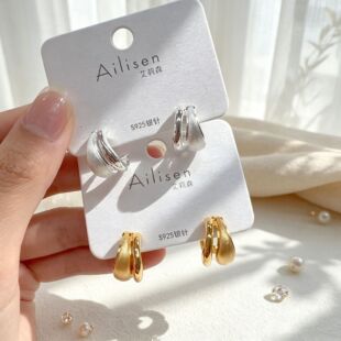艾莉森爆款简约风个性不规则双环形轻奢几何耳环气质时尚高级耳饰