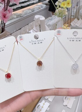 卡娜米娜简约玫瑰切圆形吊坠项链女精美个性时尚设计感锁骨链