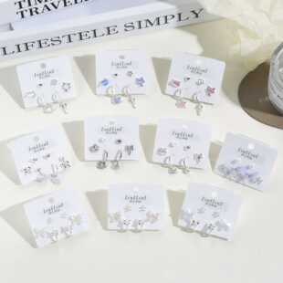 甜酷少女风多件套几何耳钉女小众日常氛围感配饰环保电镀耳饰