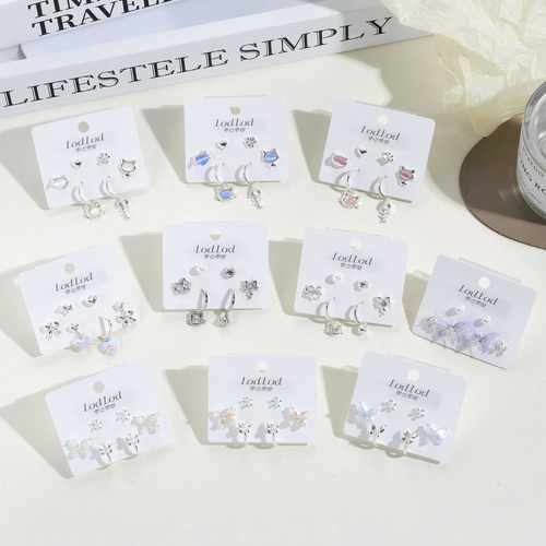 甜酷少女风多件套几何耳钉女小众日常氛围感配饰环保电镀耳饰