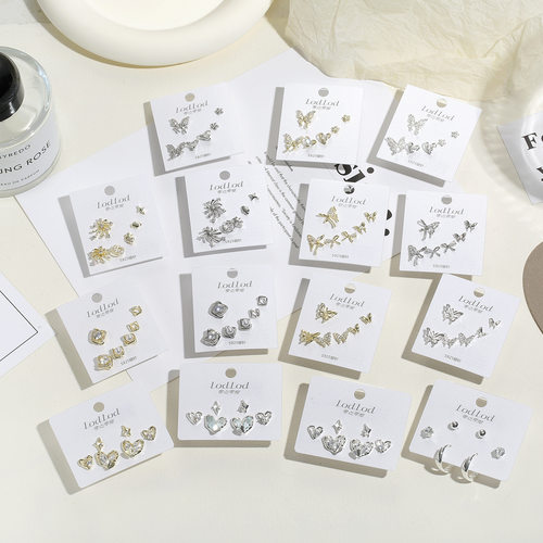 零尚多件套几何耳钉女冬季时尚百搭环保电镀义乌配饰