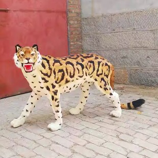 仿真豹子摆件1比1豹子模型真皮毛豹子云豹雪豹工艺品影视豹子道具
