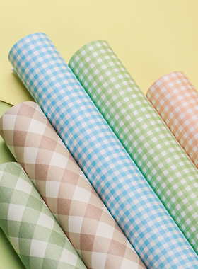 格子包装纸生日礼品手工格纹纸学生包书皮蓝色背景纸包装纸大尺寸