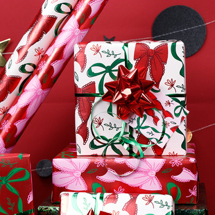 圣诞包装纸大尺寸高级感红绿礼盒材料打包纸复古平安夜礼物包装纸