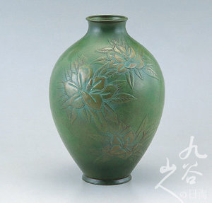 日本进口 高冈铜器 泰山木青銅色 銅製花瓶 花器 礼品 摆件