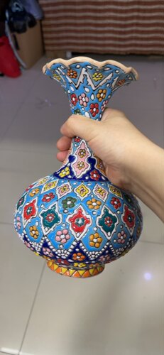 高23厘米大肚伊朗陶瓷手工绘画上釉摆件家居装饰