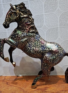 38*32招财马纯铜马巴基斯坦进口手工雕刻工艺品摆件