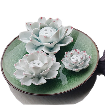 手工陶瓷香薰炉荷花香插点香工具供奉香座香炉线香塔香薰香器具