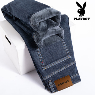 牛仔裤 直筒弹力休闲长裤 2025冬季 修身 子 新款 花花公子加绒加厚男士