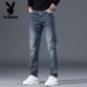 男士 2025新款 秋冬修身 花花公子牛仔裤 直筒潮牌高端休闲加绒长裤 子