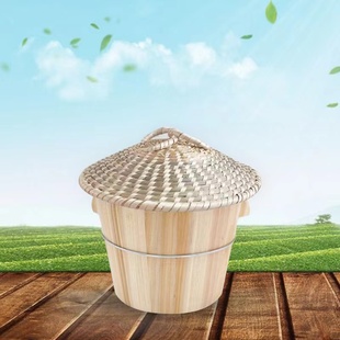 尖顶麦秸草编锅盖蒸锅盖蒸笼盖电饭锅木甑子木桶炒锅铁锅草帽盖子