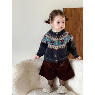 女童毛衣外套秋季2025新款洋气超好看儿童针织开衫一岁女宝宝衣服