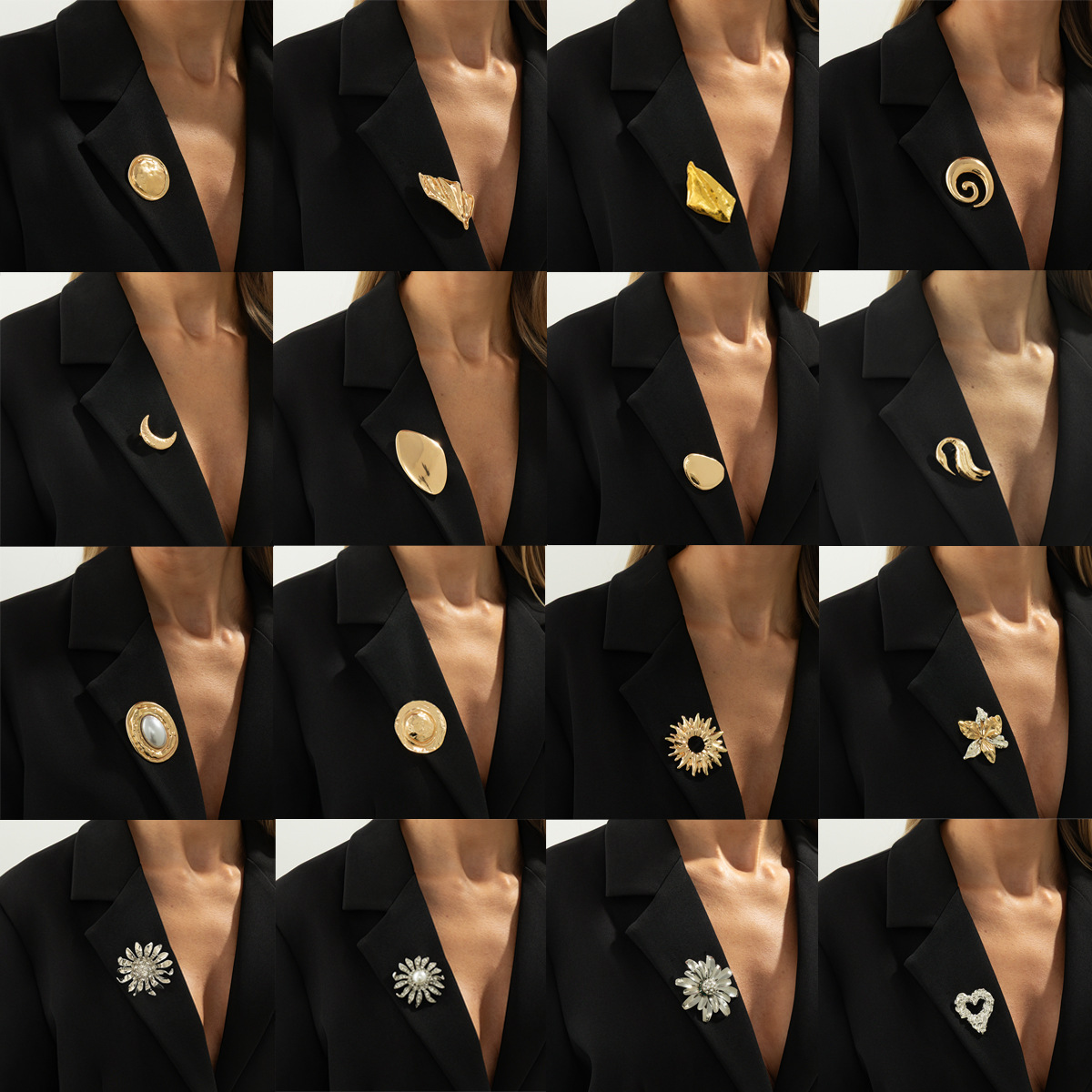 欧美跨境饰品 ins时尚液态褶皱天鹅胸针 不规则几何金属胸花装饰