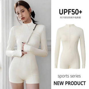 连体速干潜水服水母衣 专业防晒UPF50 尾波冲浪高领泳衣女长袖 长裤