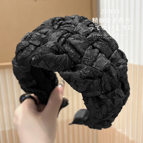 纯色浮雕编织宽边发箍女日常外戴