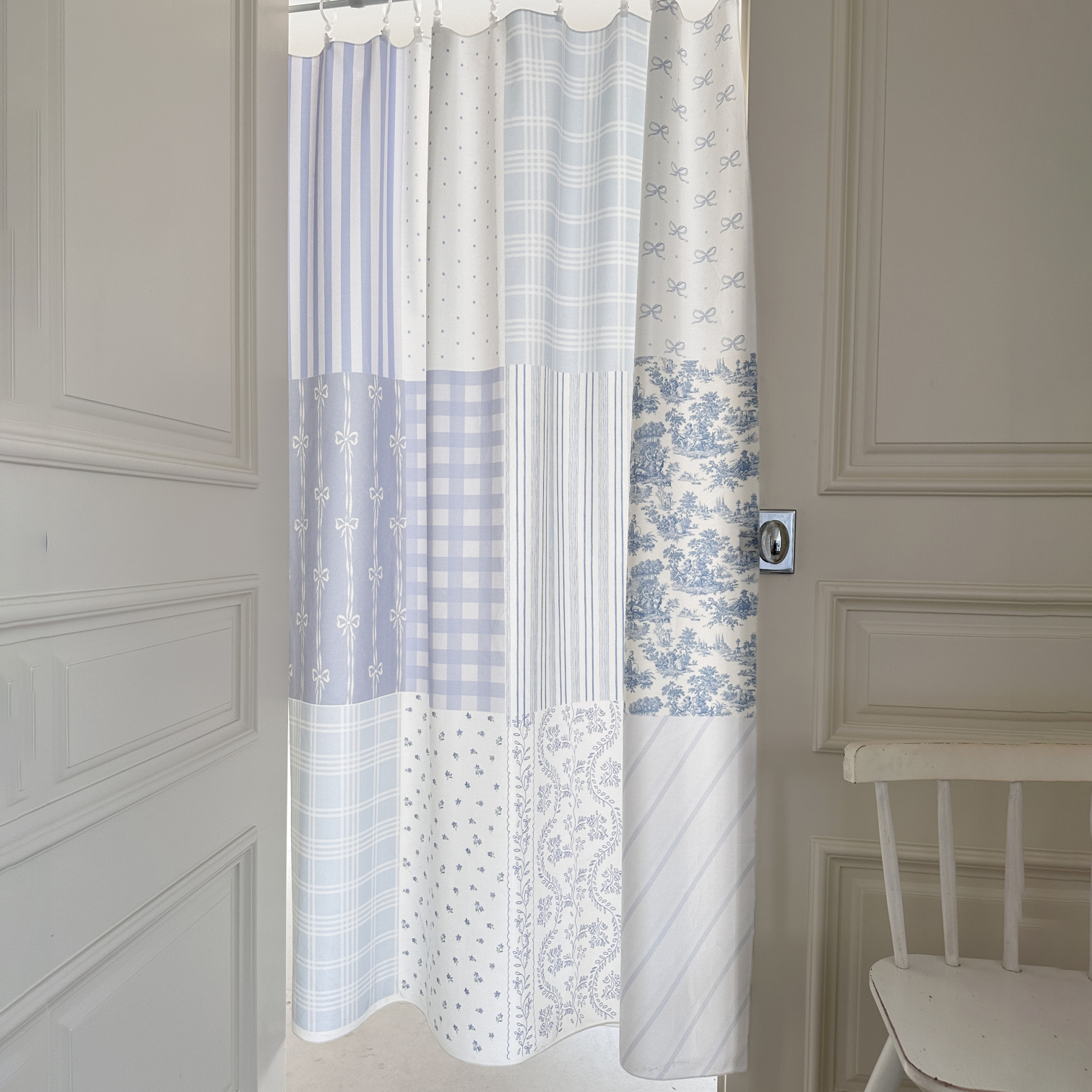 ins韩风海的颜色小清新门帘可爱挂布装饰背景布蓝色系短毛绒布艺