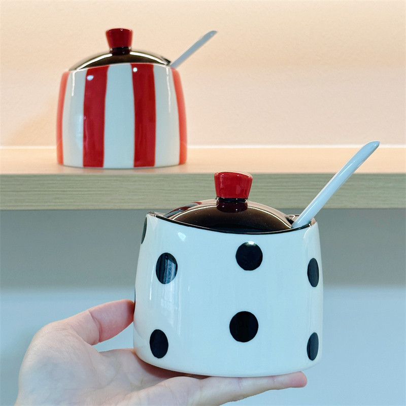 陶瓷釉下彩调味瓶佐料瓶辣椒油罐家用厨房带勺子猪油瓶油泼辣子,餐饮具,瓶/罐,淘宝优惠券,粉丝福利购,淘宝优惠卷