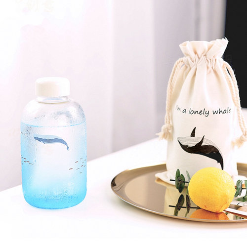 hamo包邮便携鲸鱼玻璃瓶水杯子