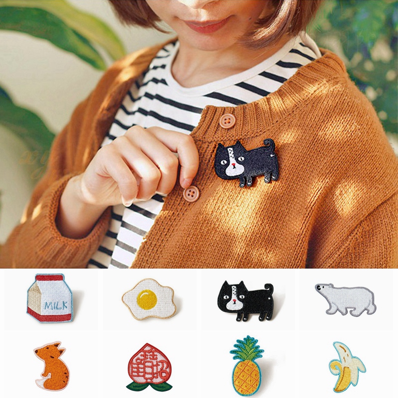 包邮日韩国创意刺绣胸针复古别针男女百搭徽章可爱动物装饰领针扣