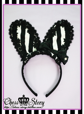 【Je n'ai pas de temps】兔子先生&小姐黑白条纹兔耳KC发箍