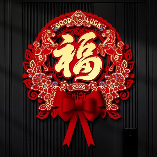 2026新款马年福字门贴新年过年创意立体生肖门贴春节装饰挂件布置