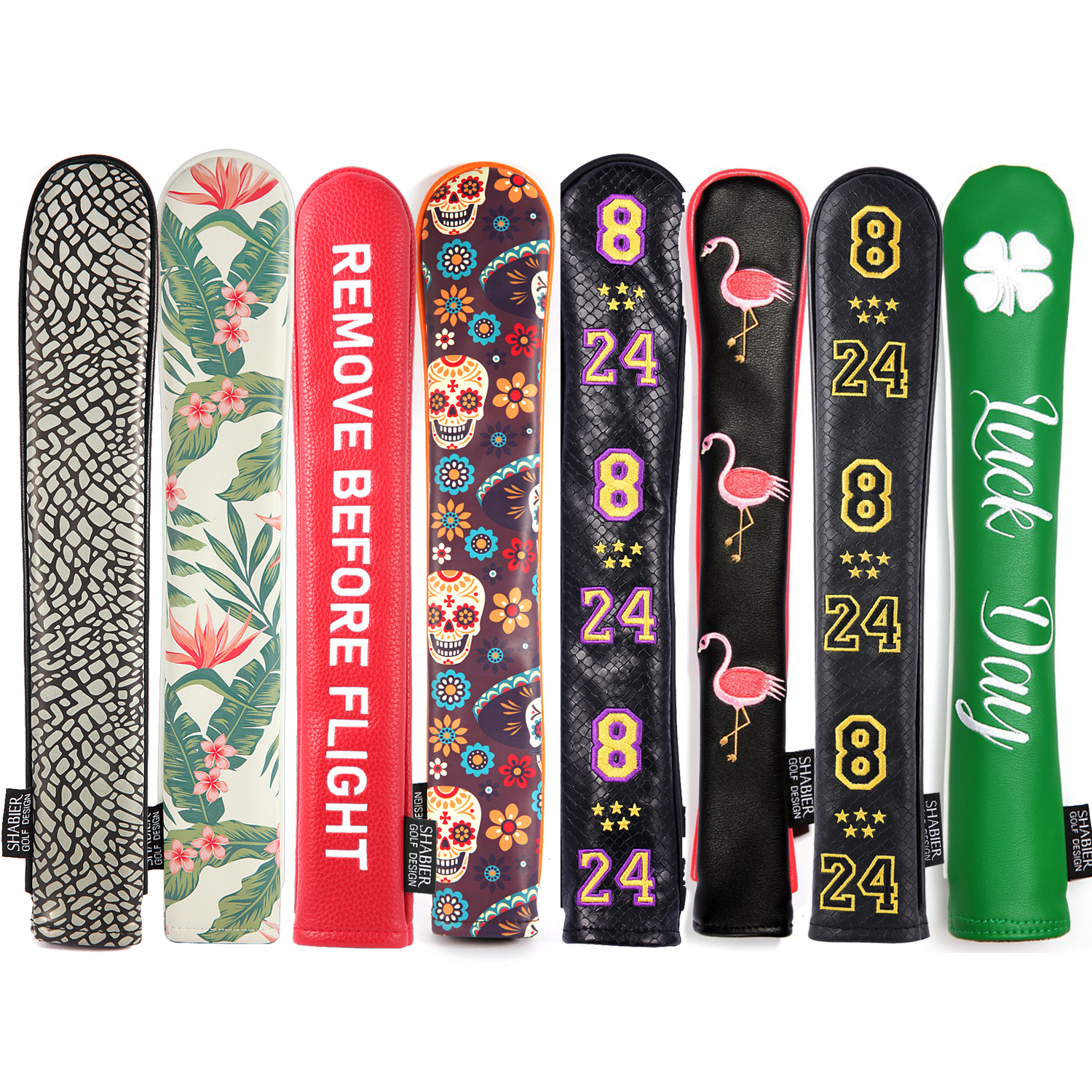 尚边高尔夫指示棒杆套四叶草骷髅头新PU防水GOLF方向棒保护套配件