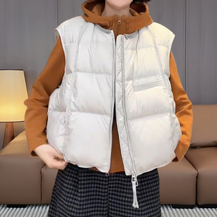 大码时尚百搭宽松休闲无袖马甲女款秋冬洋气百搭纯色保暖棉服外套