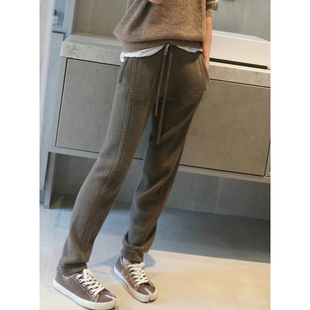 GAO端系~裤型得意之作！率性又气质纯羊绒裤子女外穿针织裤加厚