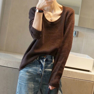 浪漫都市 简约不失别致感 气质大圆领100%羊绒衫女纯羊绒毛衣慵懒