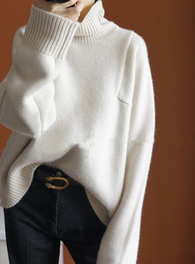 CHAO美！重磅加厚 挚爱的白色羊绒衫 女 纯羊绒 慵懒宽松羊绒毛衣