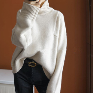 重磅加厚 纯羊绒 挚爱 女 慵懒宽松羊绒毛衣 白色羊绒衫 CHAO美