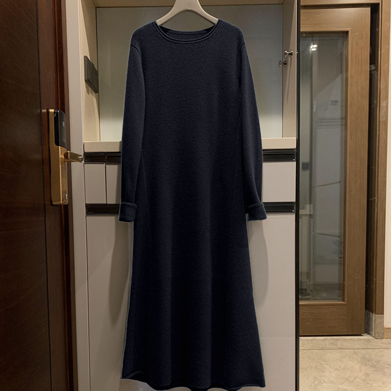 上身效果不同凡响！100%纯羊绒衫女中长款纯羊绒毛衣过膝连衣裙子