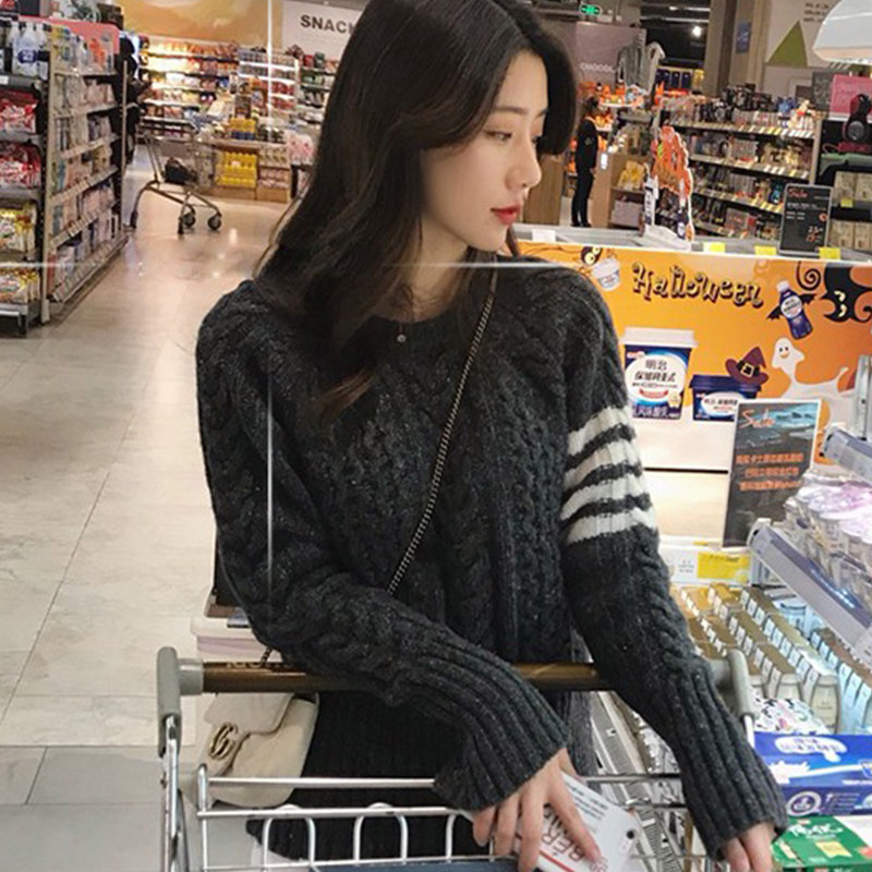 自带迷人时尚气息！四条纹重磅加厚圆领羊绒衫女套头纯山羊绒毛衣,女装/女士精品,羊绒衫,淘宝优惠券,粉丝福利购,淘宝优惠卷