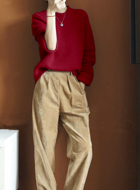 通勤穿搭！气质爆棚牛仔蓝！100羊绒衫女纯羊绒毛衣女加厚圆领