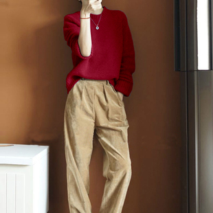 女纯羊绒毛衣女加厚圆领 100羊绒衫 通勤穿搭 气质爆棚牛仔蓝