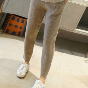 一眼心动~过目不忘！有型100%纯羊绒裤子女外穿哈伦裤双面织加厚