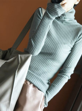 上身感觉太迷人了 高领坑条山羊绒衫女纯羊绒毛衣针织打底衫秋冬