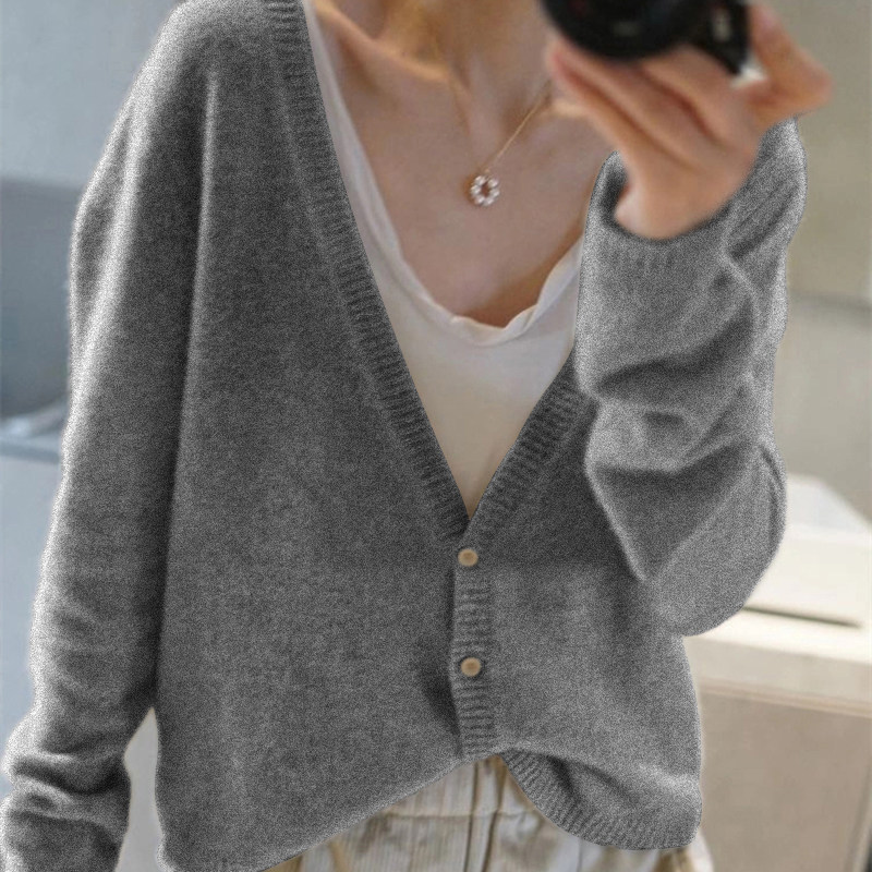 颜值质感都在线 轻松好搭宽松低V领纯羊绒开衫女毛衣针织开衫外套,女装/女士精品,羊绒衫,淘宝优惠券,粉丝福利购,淘宝优惠卷