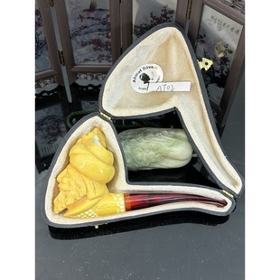 土耳其烟具AG师傅手工雕刻海泡石原石雕刻头像海泡石中号烟斗烟具