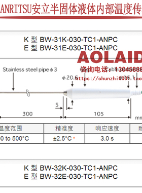 日本anritsu安立食品内部温度传感器BW-31K-030-TC1-ANPC ASPC