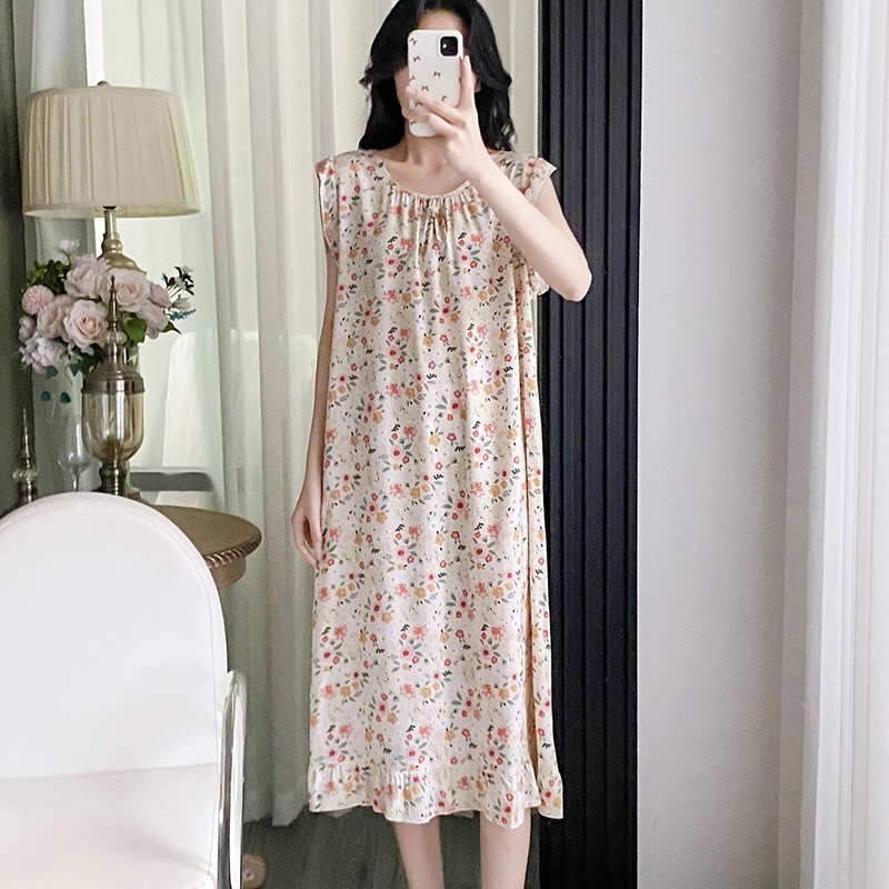 清凉棉绸睡裙女长款连衣裙