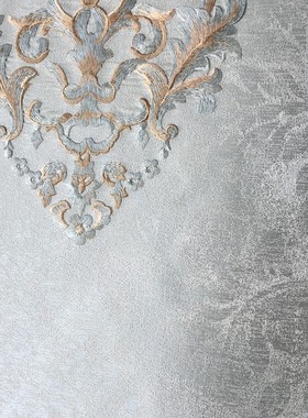 高档刺绣美式墙布法式欧式壁布暗花绣花马士革复古高精密色织提花