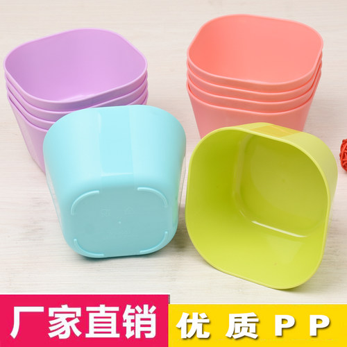 幼儿园彩色四方塑料汤碗