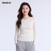 商场同款 纯色修身 针织上衣女简约长袖 轩日2024冬季 抽褶打底毛衫 潮