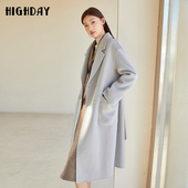 女装 2024冬季 西装 highday轩日同款 领宽松双面尼新款 优雅气质大衣