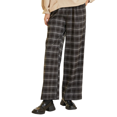 轩日长裤阔腿格纹休闲裤