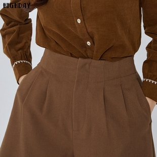 直筒阔腿裤 highday轩日2025春秋新款 裤 女纯色气质西装 高腰休闲裤