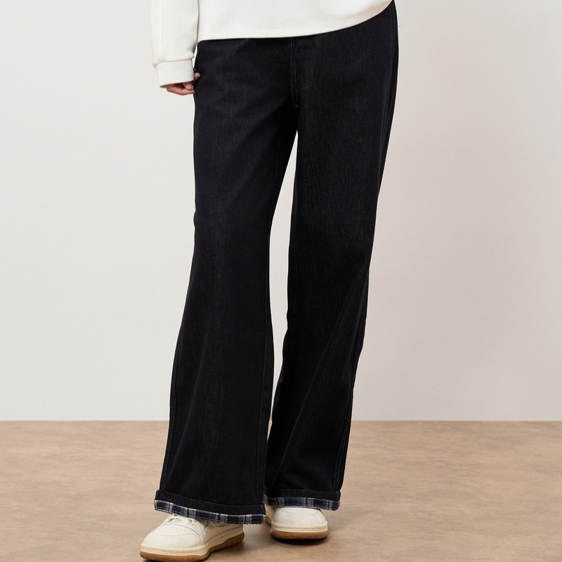 轩日直筒设计感显瘦长牛仔裤