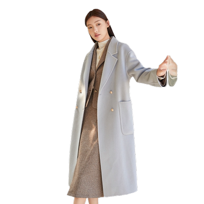 轩日中长款文艺西装领大衣